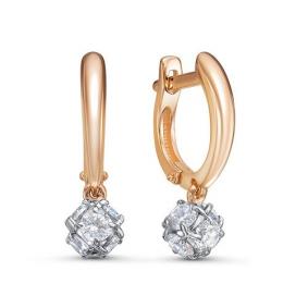 Золотые серьги КЮЗ Del'ta D1203578 с фианитом D1203578 фото