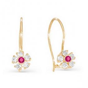 Золотые серьги КЮЗ Del'ta D120361 с фианитом D120361 фото