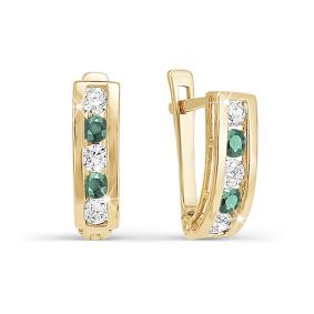 Золотые серьги КЮЗ Del'ta D120370 с фианитом и кварцем D120370 фото