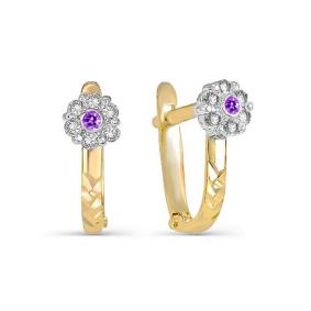 Золотые серьги КЮЗ Del'ta D120385 с фианитом D120385 фото