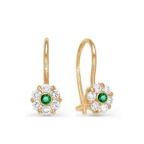 Золотые серьги КЮЗ Del'ta D120387 с фианитом и кварцем D120387 фото