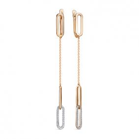 Золотые серьги КЮЗ Del'ta D1204139 с фианитом D1204139 фото