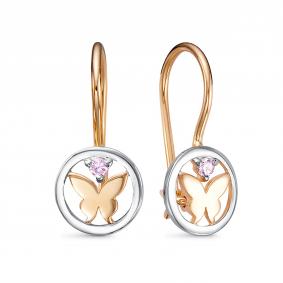 Золотые серьги КЮЗ Del'ta D1204356 с фианитом D1204356 фото