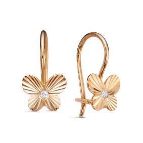 Золотые серьги КЮЗ Del'ta D1204367 с фианитом D1204367 фото