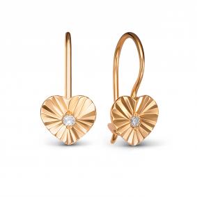 Золотые серьги КЮЗ Del'ta D1204779 с фианитом D1204779 фото