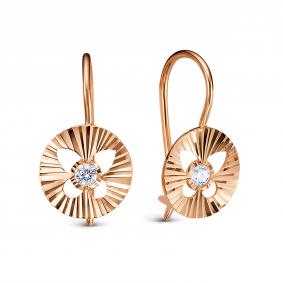 Золотые серьги КЮЗ Del'ta D1204792 с фианитом D1204792 фото