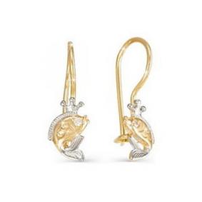 Золотые серьги КЮЗ Del'ta D120500 с фианитом D120500 фото