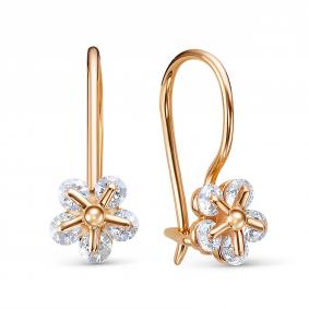 Золотые серьги КЮЗ Del'ta D1205292 с фианитом D1205292 фото