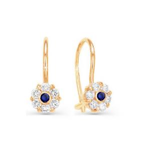 Золотые серьги КЮЗ Del'ta D120542-ф с фианитом D120542-ф фото