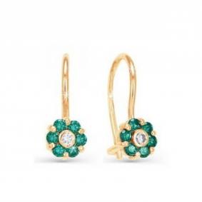 Золотые серьги КЮЗ Del'ta D120543-ф с фианитом D120543-ф фото