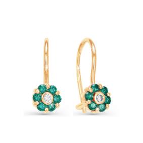 Золотые серьги КЮЗ Del'ta D120543 с фианитом D120543 фото