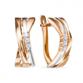 Золотые серьги КЮЗ Del'ta D1205518 с фианитом D1205518 фото