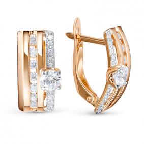 Золотые серьги КЮЗ Del'ta D1205591 с фианитом D1205591 фото