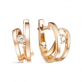 Золотые серьги КЮЗ Del'ta D1205675 с фианитом D1205675 фото