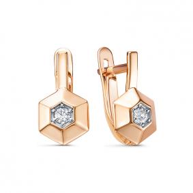 Золотые серьги КЮЗ Del'ta D1205748 с фианитом D1205748 фото