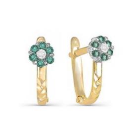 Золотые серьги КЮЗ Del'ta D120576 с фианитом и кварцем D120576 фото