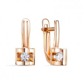Золотые серьги КЮЗ Del'ta D1205774 с фианитом D1205774 фото