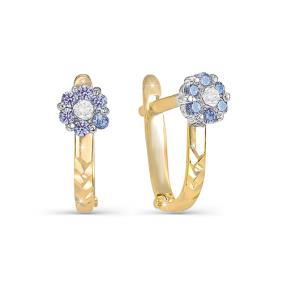 Золотые серьги КЮЗ Del'ta D120578 с фианитом и кварцем D120578 фото