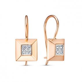 Золотые серьги КЮЗ Del'ta D1205786 с фианитом D1205786 фото