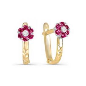 Золотые серьги КЮЗ Del'ta D120584 с фианитом и кварцем D120584 фото