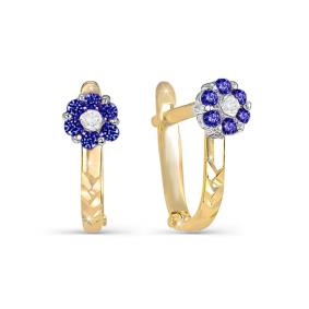 Золотые серьги КЮЗ Del'ta D120585 с фианитом и кварцем D120585 фото