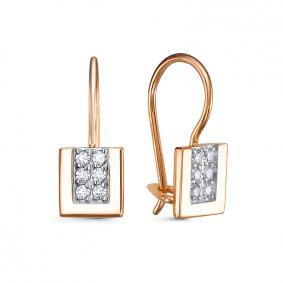 Золотые серьги КЮЗ Del'ta D1205853 с фианитом D1205853 фото
