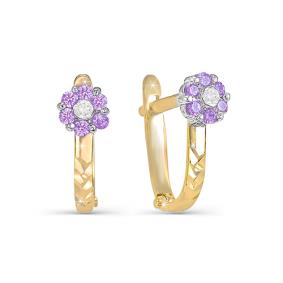 Золотые серьги КЮЗ Del'ta D120586 с фианитом D120586 фото