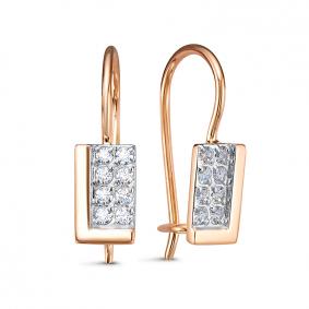 Золотые серьги КЮЗ Del'ta D1205879 с фианитом D1205879 фото