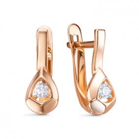 Золотые серьги КЮЗ Del'ta D1205882 с фианитом D1205882 фото