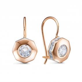 Золотые серьги КЮЗ Del'ta D1205956 с фианитом D1205956 фото
