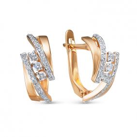 Золотые серьги КЮЗ Del'ta D1205979 с фианитом D1205979 фото