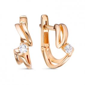 Золотые серьги КЮЗ Del'ta D1205980 с фианитом D1205980 фото