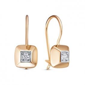 Золотые серьги КЮЗ Del'ta D1206019 с фианитом D1206019 фото
