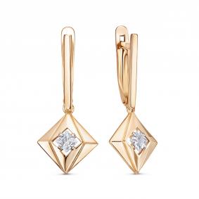 Золотые серьги КЮЗ Del'ta D1206103 с фианитом D1206103 фото