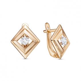 Золотые серьги КЮЗ Del'ta D1206104 с фианитом D1206104 фото