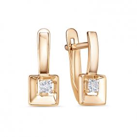 Золотые серьги КЮЗ Del'ta D1206117 с фианитом D1206117 фото
