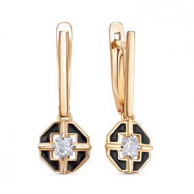 Золотые серьги КЮЗ Del'ta D1206129 с фианитом D1206129 фото