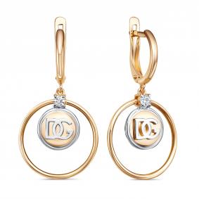Золотые серьги КЮЗ Del'ta D1206169 с фианитом D1206169 фото