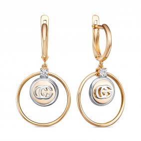 Золотые серьги КЮЗ Del'ta D1206170 с фианитом D1206170 фото