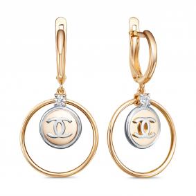 Золотые серьги КЮЗ Del'ta D1206174 с фианитом D1206174 фото