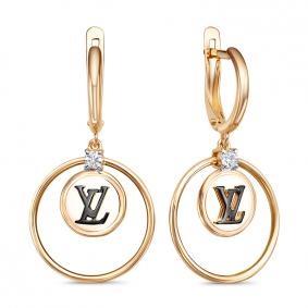 Золотые серьги КЮЗ Del'ta D1206175 с фианитом D1206175 фото