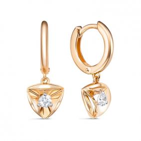 Золотые серьги КЮЗ Del'ta D1206273 с фианитом D1206273 фото