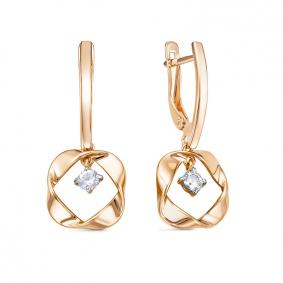 Золотые серьги КЮЗ Del'ta D1206347 с фианитом D1206347 фото