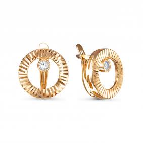 Золотые серьги КЮЗ Del'ta D1206378 с фианитом D1206378 фото