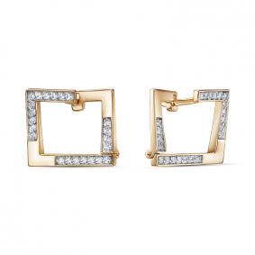 Золотые серьги КЮЗ Del'ta D1206434 с фианитом D1206434 фото
