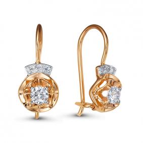 Золотые серьги КЮЗ Del'ta D1206551 с фианитом D1206551 фото