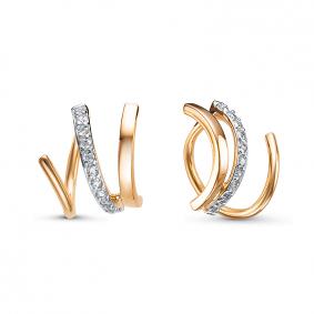 Золотые серьги КЮЗ Del'ta D1206589 с фианитом D1206589 фото