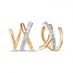 Золотые серьги КЮЗ Del'ta D1206612 с фианитом D1206612 фото