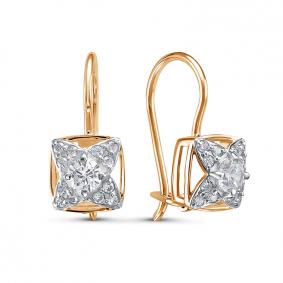 Золотые серьги КЮЗ Del'ta D1206656 с фианитом D1206656 фото