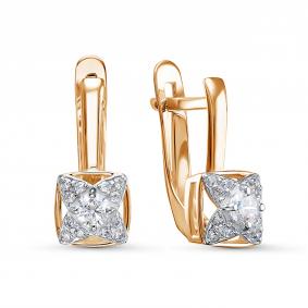 Золотые серьги КЮЗ Del'ta D1206658 с фианитом D1206658 фото